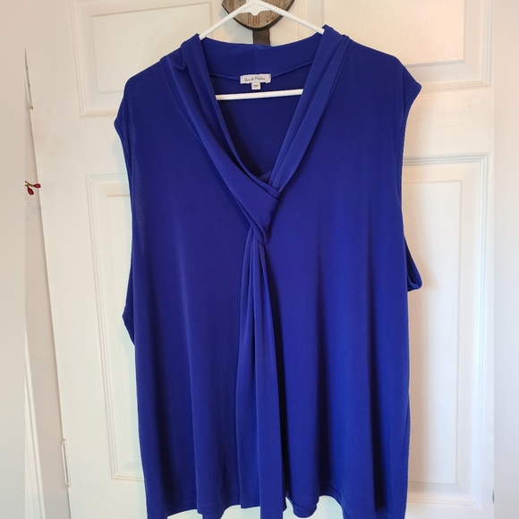 (1196) Dante Malan Woman's Sleeveless Blouse, Size: 3X Color: Blue - Picture 3 of 10